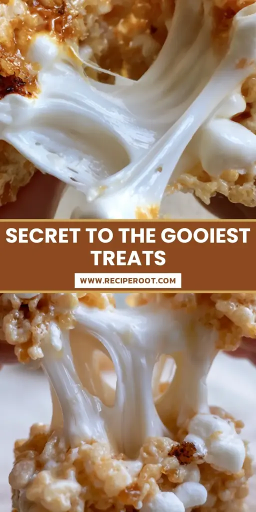 A tall stack of gourmet rice krispie treats with visible whole marshmallows and golden brown butter specks. (rice krispie treats recipe)