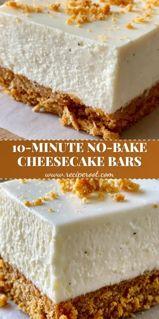 A single thick No Bake Cheesecake Bar with vanilla bean specks being lifted from a wooden board.
