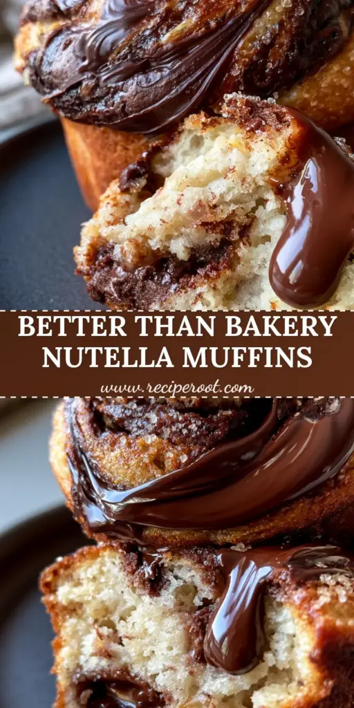 A towering bakery-style Nutella Banana Swirl Muffin with a craggy domed top and sparkling sugar crystals.