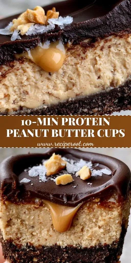 A stack of Protein Peanut Butter Cheesecake Cups showing the glossy ganache top and dark cocoa crust.