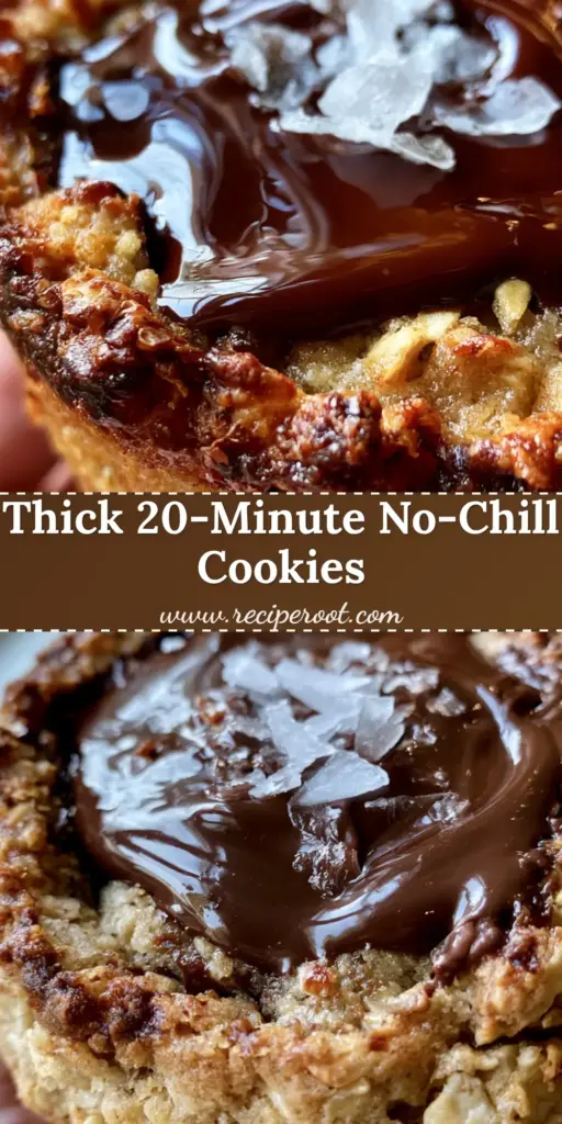A close-up shot of an Oatmeal Chocolate Chip Cookie with large rolled oats, dark chocolate pools, and a dusting of flaky sea salt held against a kitchen background.