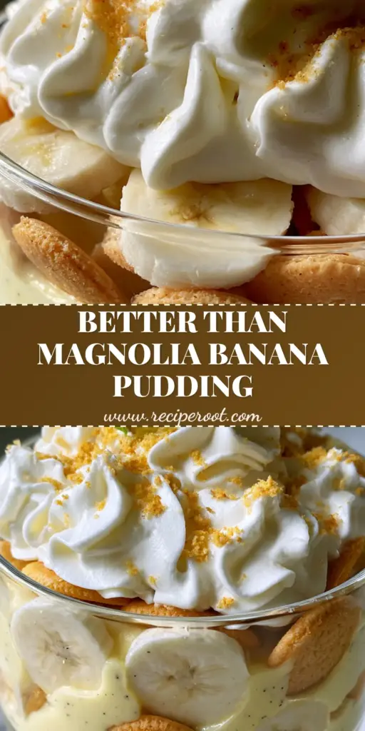 A tall clear glass trifle bowl showing layers of Homemade Banana Pudding with vanilla wafers and bananas.
