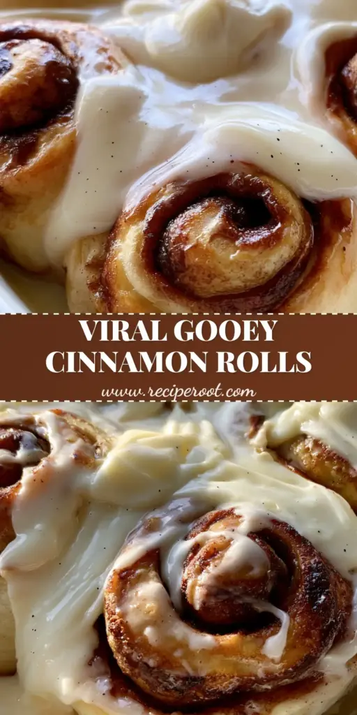 A close-up shot of six jumbo cinnamon rolls in a ceramic dish with thick cream cheese frosting and vanilla bean specks. (cinnamon rolls recipe)