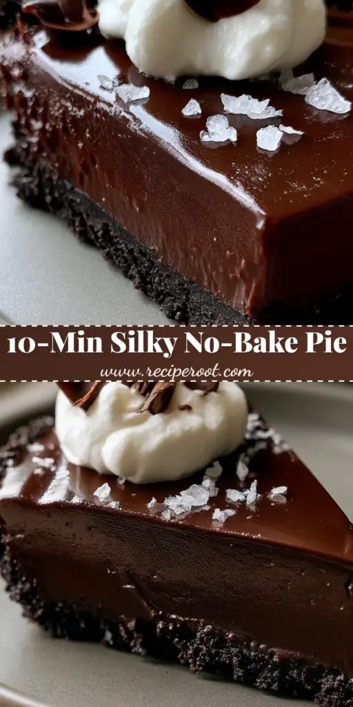 The Ultimate Ultra-Glossy Chocolate Pie Recipe: A Masterclass in Decadence 4 A decadent slice of no-bake chocolate pie with a dark cookie crust, glossy ganache, whipped cream, and sea salt. (Chocolate pie recipe)