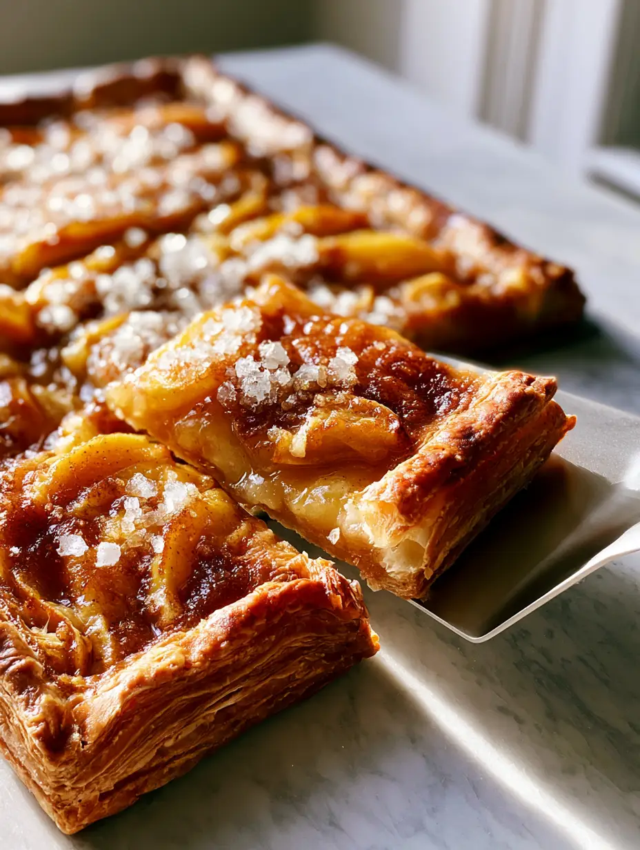 Easy Pie Recipes: The Ultimate Crispy Sheet Pan Apple Slab Pie 3 Overhead view of a rectangular apple slab pie on a marble counter showing caramelized apple slices and bubbling glaze. (easy pie recipes)