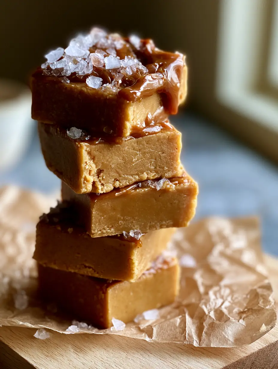 A handheld smartphone photo showing the matte creamy interior and sharp edges of peanut butter fudge. (peanut butter fudge)