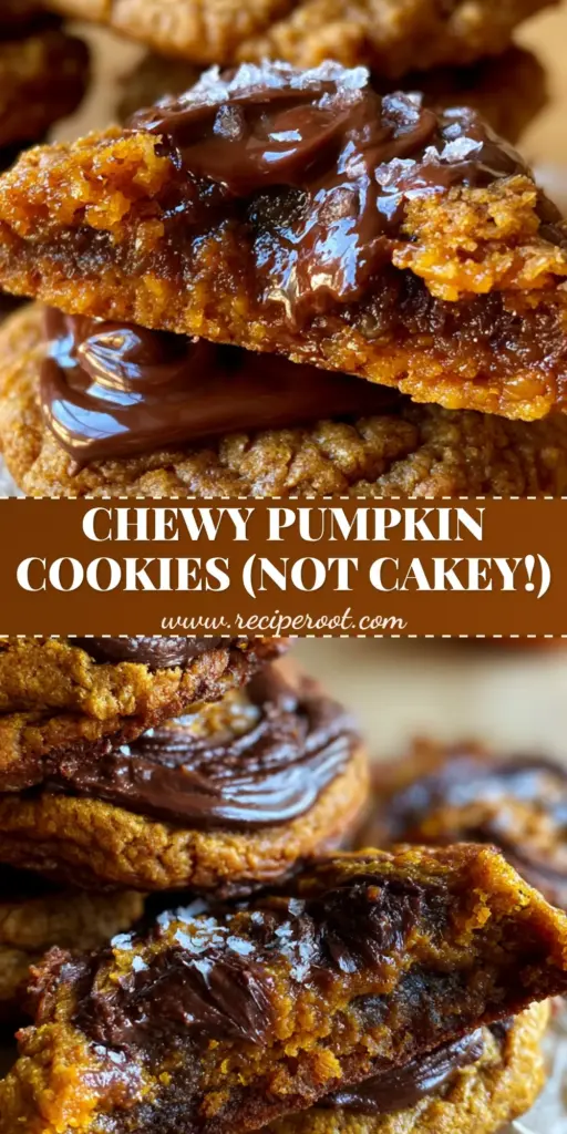 Pumpkin Chocolate Chip Cookies: The Ultimate Fudgy and Dense Recipe 4 A stack of thick, dense pumpkin chocolate chip cookies with melted chocolate pools and flaky sea salt on parchment paper.