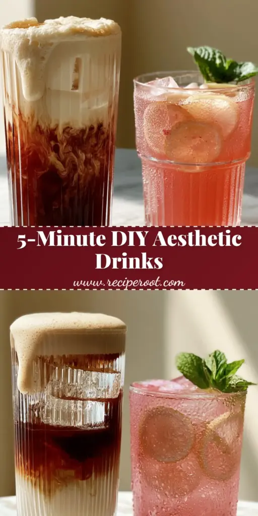 Homemade Drink Recipes: Crafting the Perfect Layered Iced Latte and Dragonfruit Refresher 4 A split view showing a layered mahogany iced latte with vanilla cold foam and a vibrant pink dragonfruit refresher on a marble surface. (homemade drink recipes)