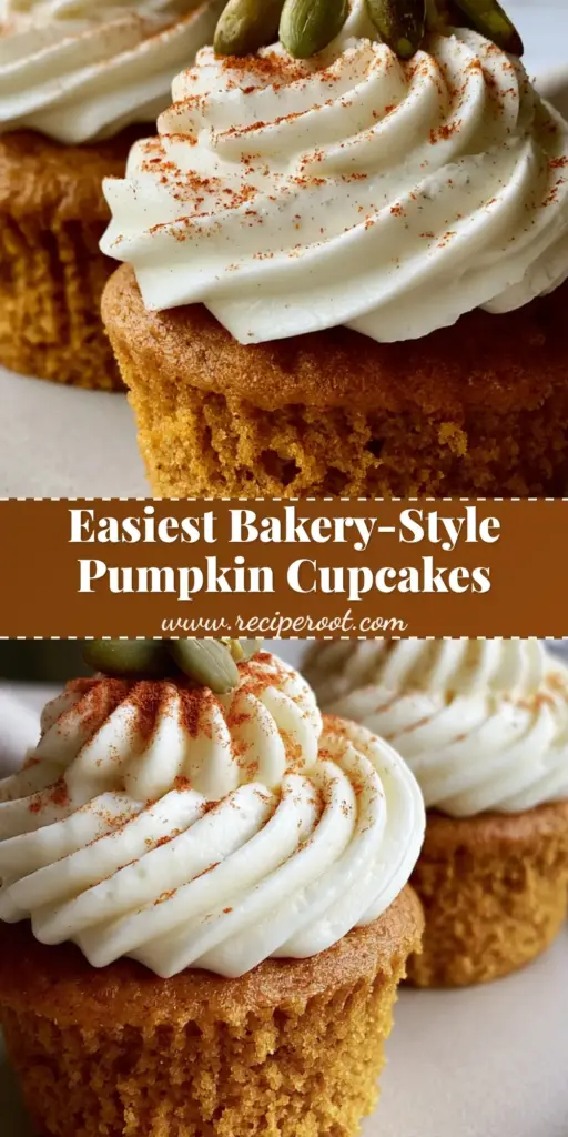 Pumpkin Cupcakes with Tall Architectural Cream Cheese Frosting 4 Two moist pumpkin cupcakes with tall architectural cream cheese frosting swirls, dusted with cinnamon and topped with three green pepitas on a matte white plate.