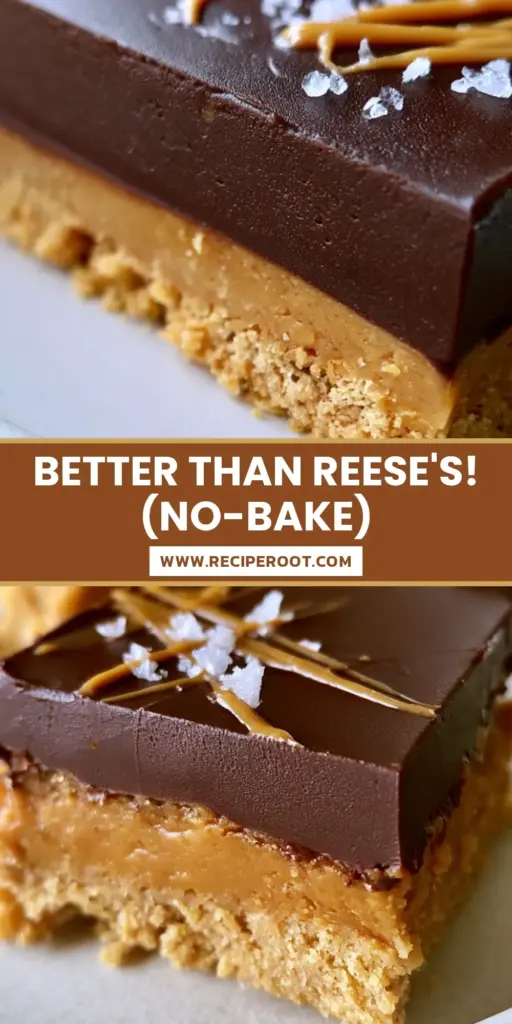 A stack of square no-bake chocolate peanut butter dessert bars with a dark chocolate top and sea salt on a white plate.