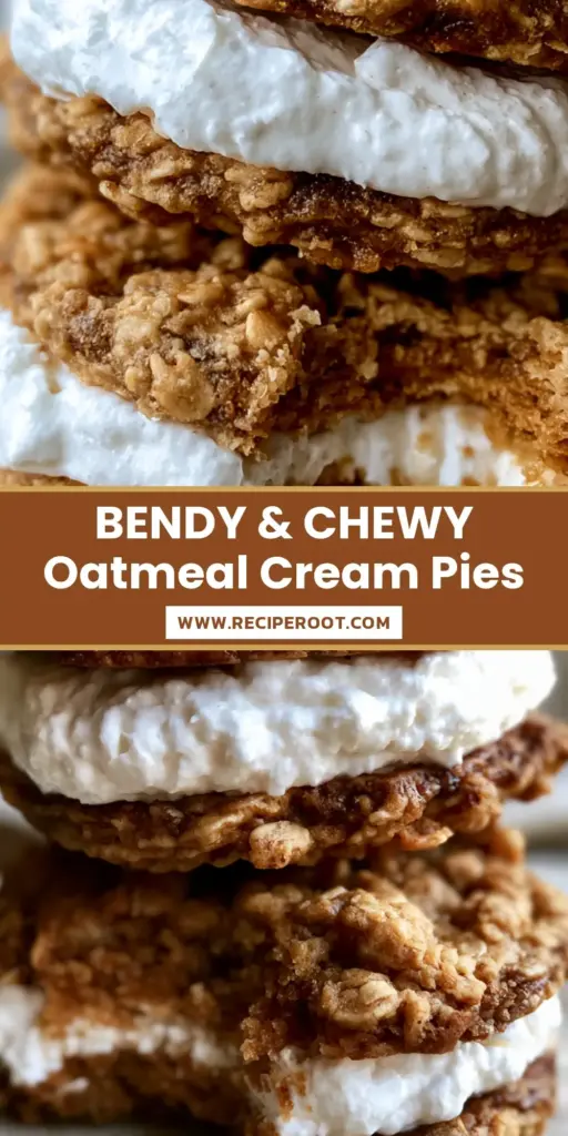 A stack of homemade oatmeal cream pies with thick marshmallow filling on a rustic wooden surface. (oatmeal cream pies)