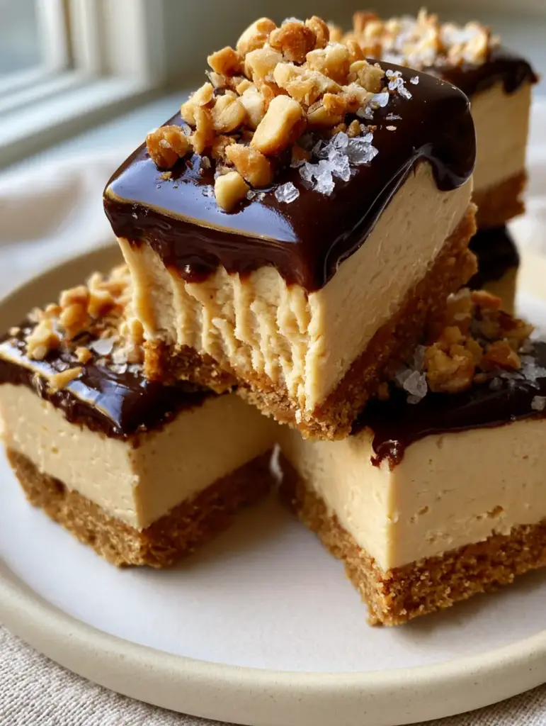 Peanut Butter Cheesecake Bites: The Ultimate No-Bake Indulgence 1 A clean fork-mark in a Peanut Butter Cheesecake Bite revealing the creamy interior against a dark chocolate top.