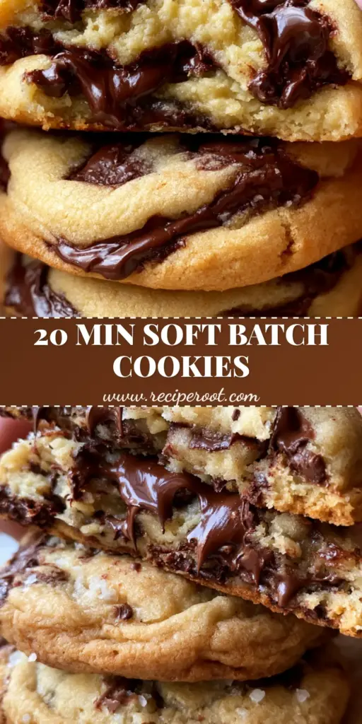 Soft Batch Chocolate Chip Cookies: The Ultimate Thick and Gooey Bakery Secret 4 A stack of three thick Soft Batch Chocolate Chip Cookies on brown parchment paper with molten chocolate chunks and sea salt.