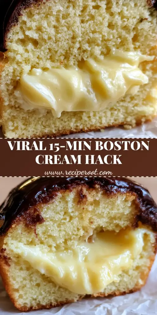Boston Cream Pie Cupcakes with Vanilla Bean Filling and Mirror-Glaze Ganache 4 A close-up vertical cross-section of Boston cream pie cupcakes showing the moist golden sponge, overflowing vanilla bean cream, and glossy chocolate ganache.