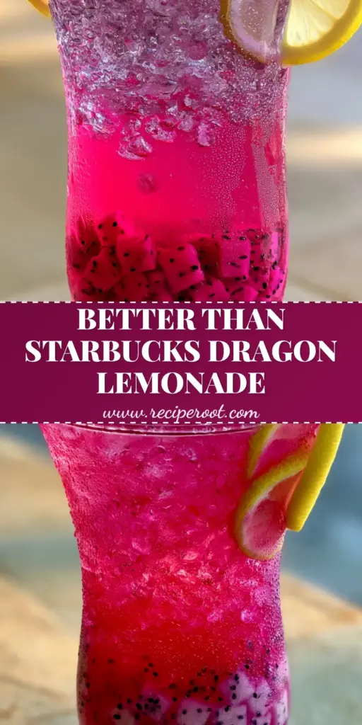 Dragon Fruit Lemonade: The Ultimate Glowing Magenta Summer Refreshment 4 A tall fluted glass of vibrant magenta dragon fruit lemonade with white dragon fruit cubes and crushed ice. (dragon fruit lemonade)