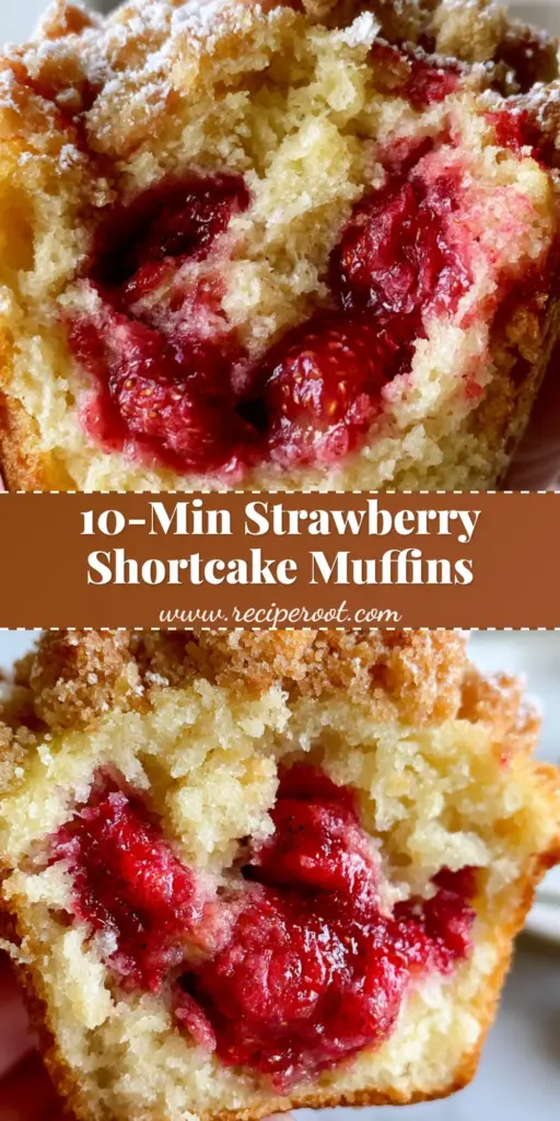 Strawberry Shortcake Muffins with Craggy Brown Sugar Streusel 4 A close-up of a Strawberry Shortcake Muffin with a tall, jagged brown sugar streusel and a fine dusting of powdered sugar on a marble surface.