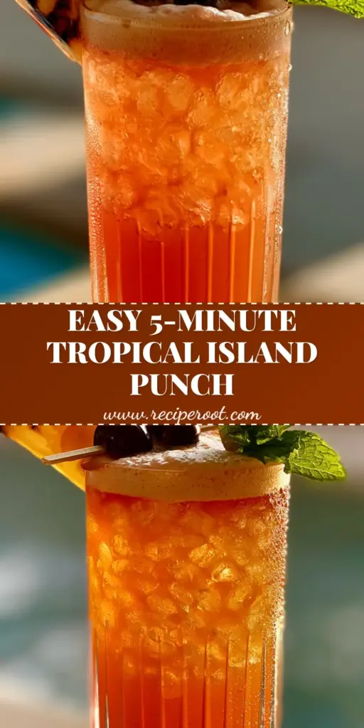 Amaretto Island Punch: The Ultimate Sunset Cocktail for Golden Hour 4 A tall ribbed crystal glass filled with a gradient Amaretto Island Punch, featuring pebble ice and a charred pineapple wedge garnish in golden hour light. (amaretto island punch)