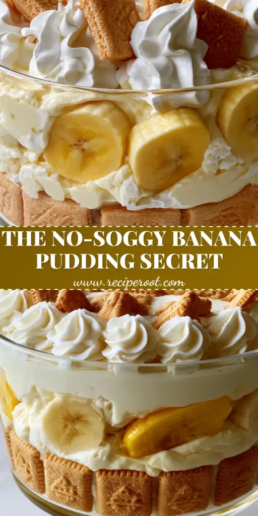 Paula Deen’s Banana Pudding: The Ultimate Creamy Southern Trifle with Chessmen Cookies 4 A side-view cross-section of Paula Deen’s Banana Pudding in a glass trifle bowl with embossed Chessmen cookies and thick custard.