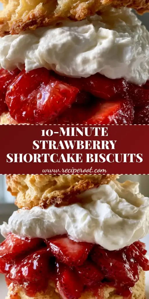 Strawberry shortcake biscuits with Macerated Berries and Homemade Cream 4 A tall, rustic strawberry shortcake biscuit split open with overflowing macerated strawberries and thick whipped cream. (strawberry shortcake biscuits)