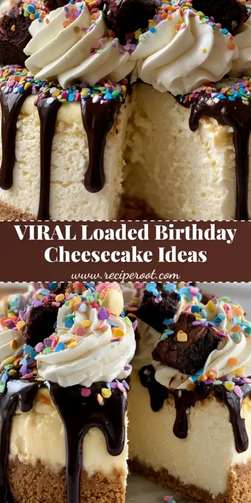 Birthday Cheesecake: The Ultimate Gourmet Celebration Masterpiece 4 A tall, gourmet Birthday Cheesecake with a glossy dark chocolate ganache drip, topped with brownies and macarons. (Birthday Cheesecake)