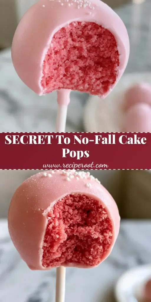 cake pop recipe: The Ultimate Fudgy Pink Starbucks Copycat 4 A close-up shot of a perfect pink cake pop with white nonpareils and a bite taken out to show the fudgy interior. (cake pop recipe)