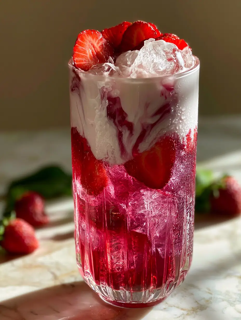 Starbucks Pink Drink Recipe: The Ultimate Creamy Copycat 4 Close up of a Starbucks Pink Drink showing clear crystalline ice cubes and the vibrant magenta hibiscus tea base.