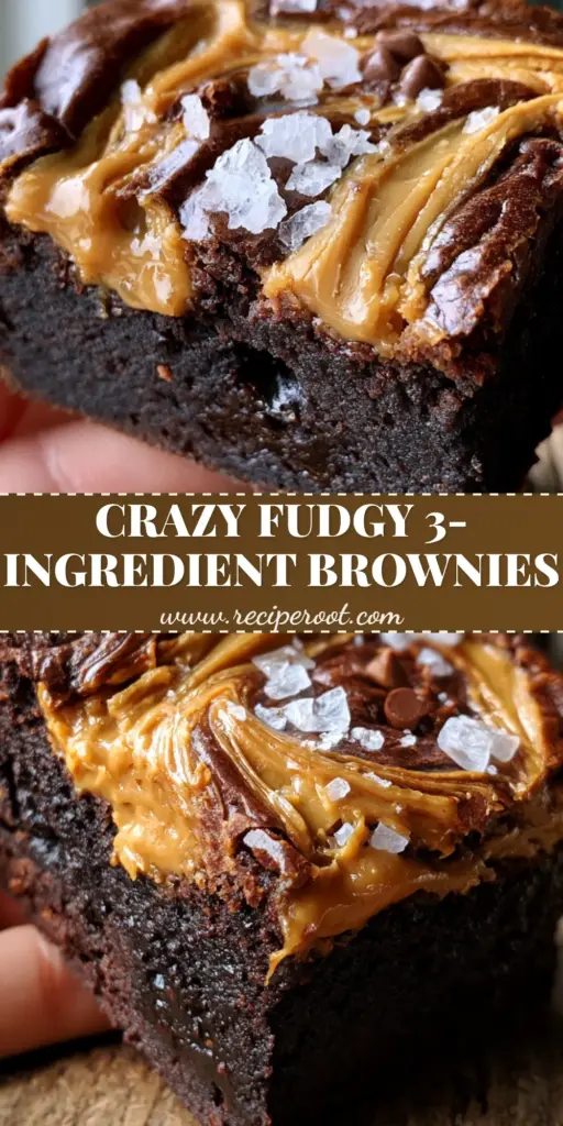 Peanut Butter Brownies with a Fudgy Center and Crinkle Top 3 A close-up shot of thick peanut butter brownies with golden swirls and flaky sea salt on a rustic table. (peanut butter brownies)