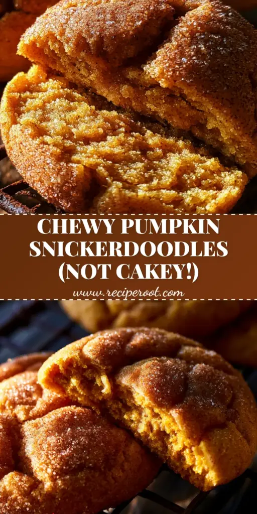 Pumpkin Snickerdoodle Cookies: The Ultimate Fudgy Autumn Treat 4 A stack of three thick Pumpkin Snickerdoodle Cookies on a dark metal rack with deep crinkle cracks and sparkling sugar.