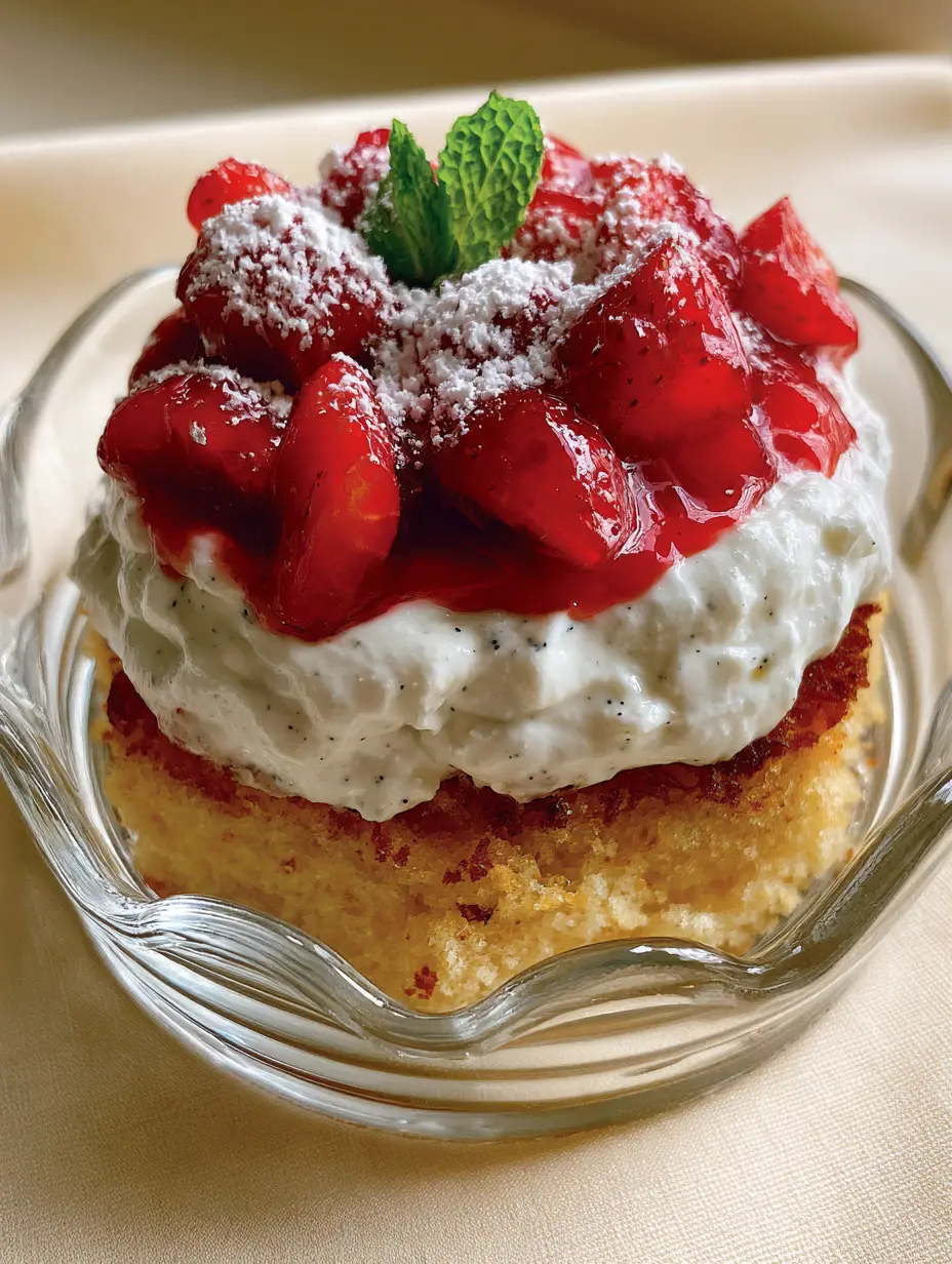 Strawberry Shortcake Artwork: The Ultimate Vintage Gourmet Recipe 3 Close up of the visible buttery crumbs and velvet vanilla bean cream specks. (strawberry shortcake artwork)