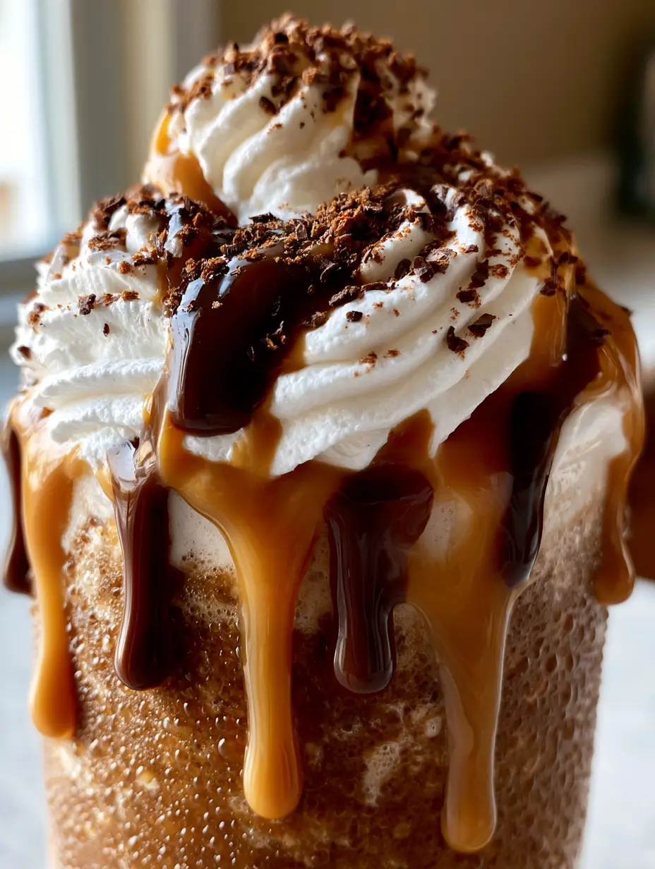 Frappe Recipe: The Ultimate Velvety Homemade Coffee House Experience 3 Extreme macro close-up of a thick velvety coffee frappe with visible condensation beads and mocha syrup drips. (frappe recipe)