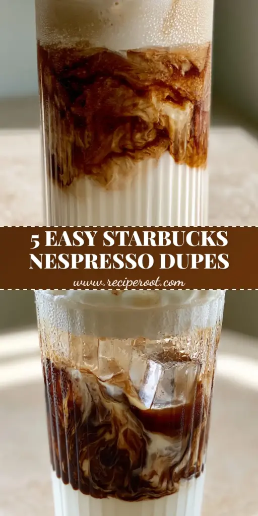Nespresso Coffee Recipes: The Ultimate Iced Vanilla Sweet Cream Latte 4 A tall ribbed glass with layered iced latte, dark espresso swirls, and thick vanilla cold foam topped with brown sugar drizzle. (Nespresso coffee recipes)