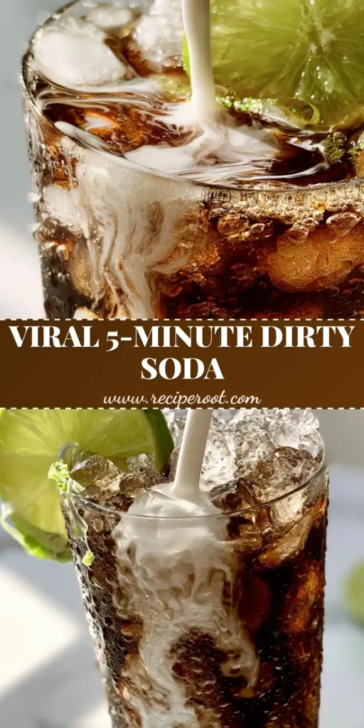 Dirty Soda Recipe: The Ultimate Creamy Coconut and Lime Refreshment 4 A luxury fluted glass filled with dark cola and pebble ice, topped with a thick swirl of heavy coconut cream and a fresh lime wheel. (dirty soda recipe)