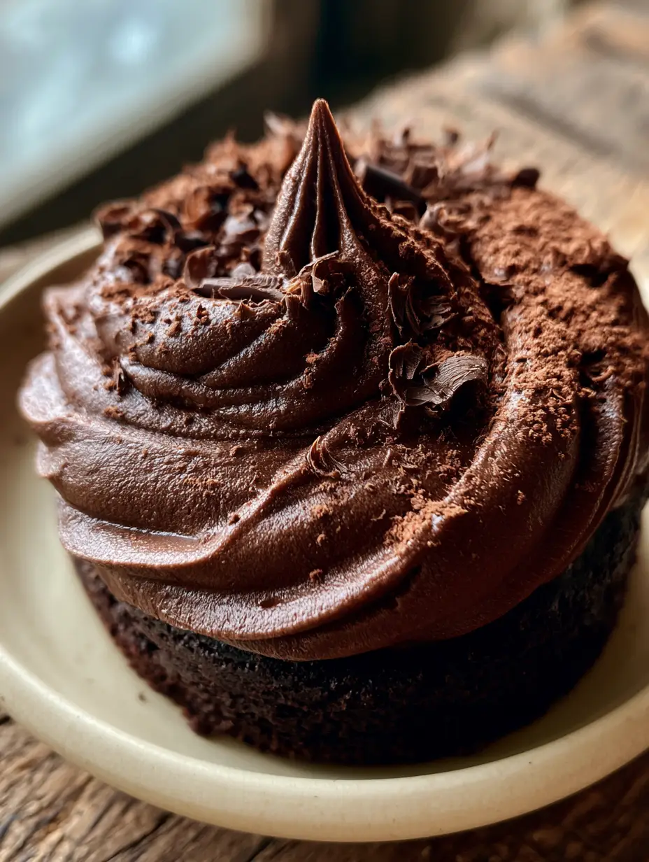Chocolate Frosting: The Ultimate Velvety Dark Chocolate Buttercream 4 Macro shot of smooth dark chocolate frosting showing matte-glossy piped peaks. (chocolate frosting)